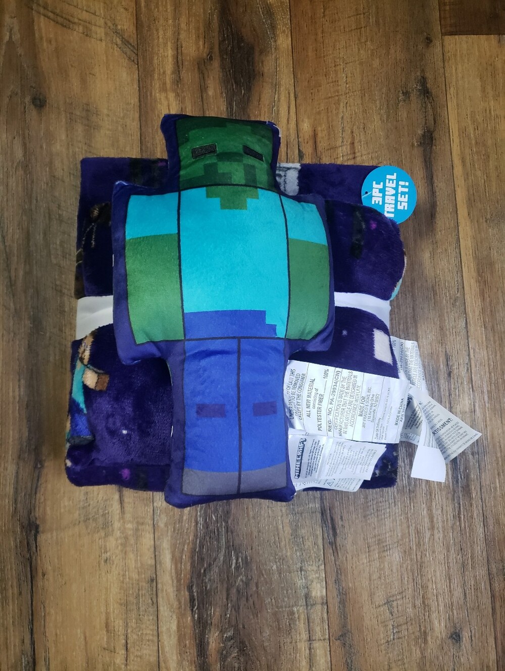Minecraft Plush Zombie Travel Pillow Set